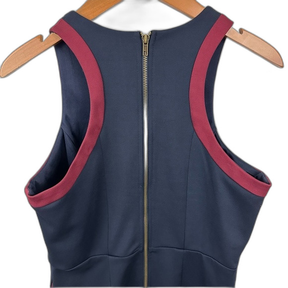 Tobi Nay Red Ponte Knit Faux Wrap Bodycon Sleeveless Sheath Dress Size Medium - Picture 9 of 13